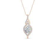 Oval Halo Pave Drop Necklace